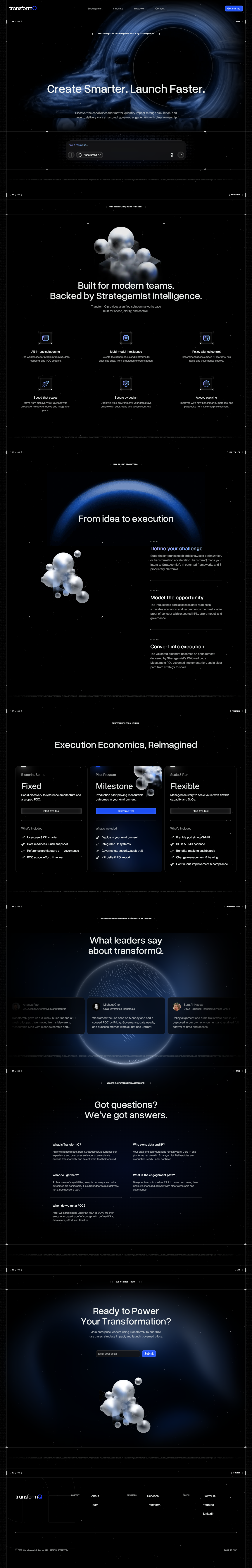 Landing Page design for transformQ