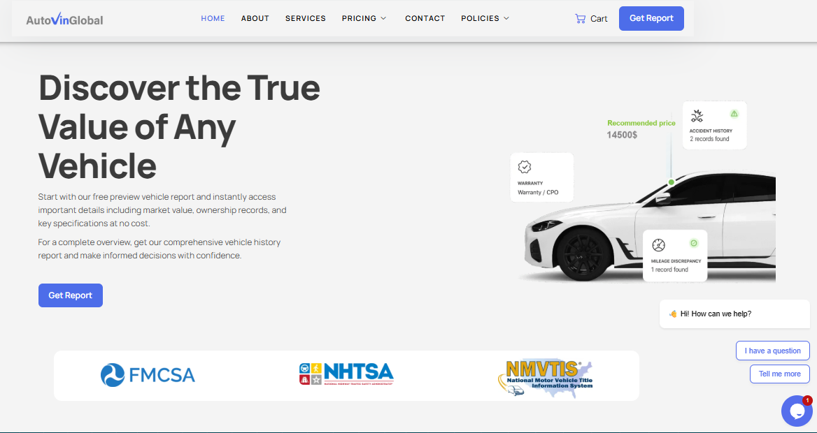 AutoVinGlobal – Responsive Vehicle History Report Website