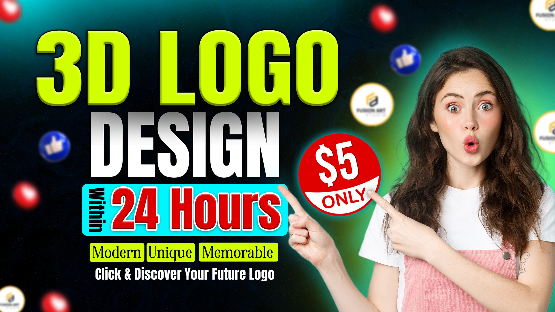 I Will Design a Modern 3D Minimalist Logo for Your Brand Within 24 Hours for Only 5 USD