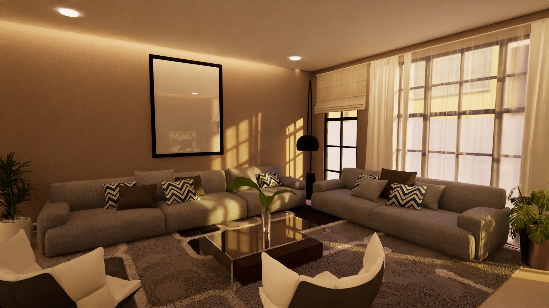 living room: 3D visualization, Rendering, Interior design