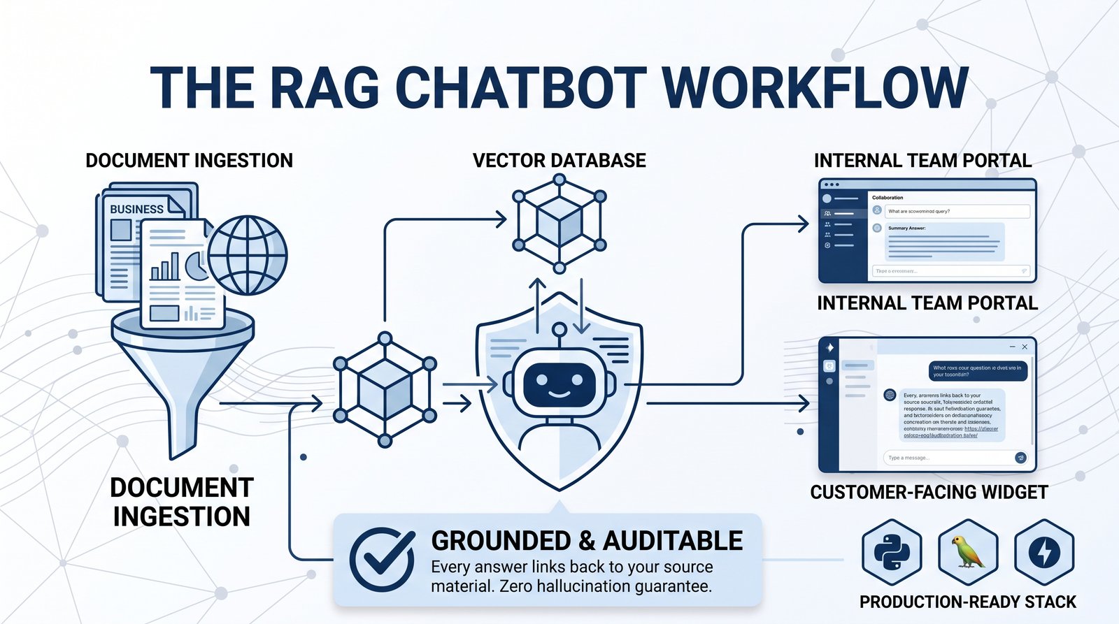 I will build an AI RAG Chatbot trained on your specific business documents or website