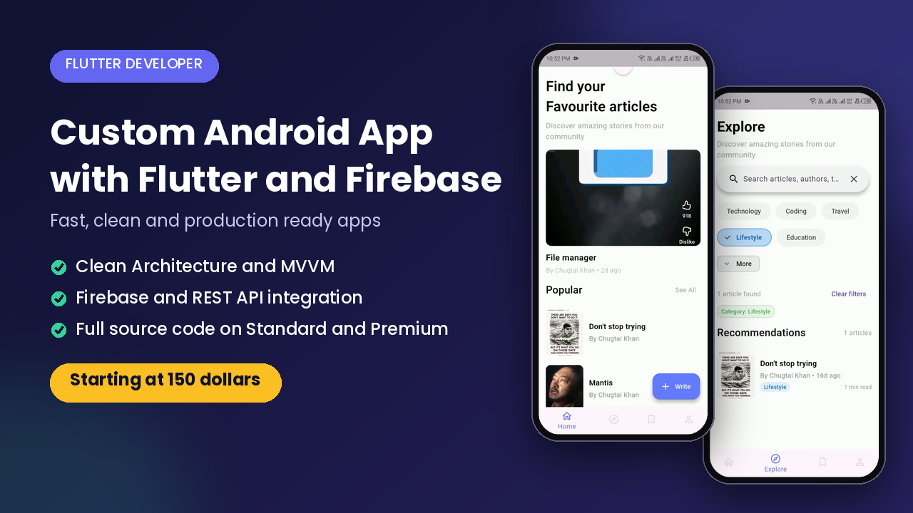 I will build a custom Android app with Flutter Firebase and REST API