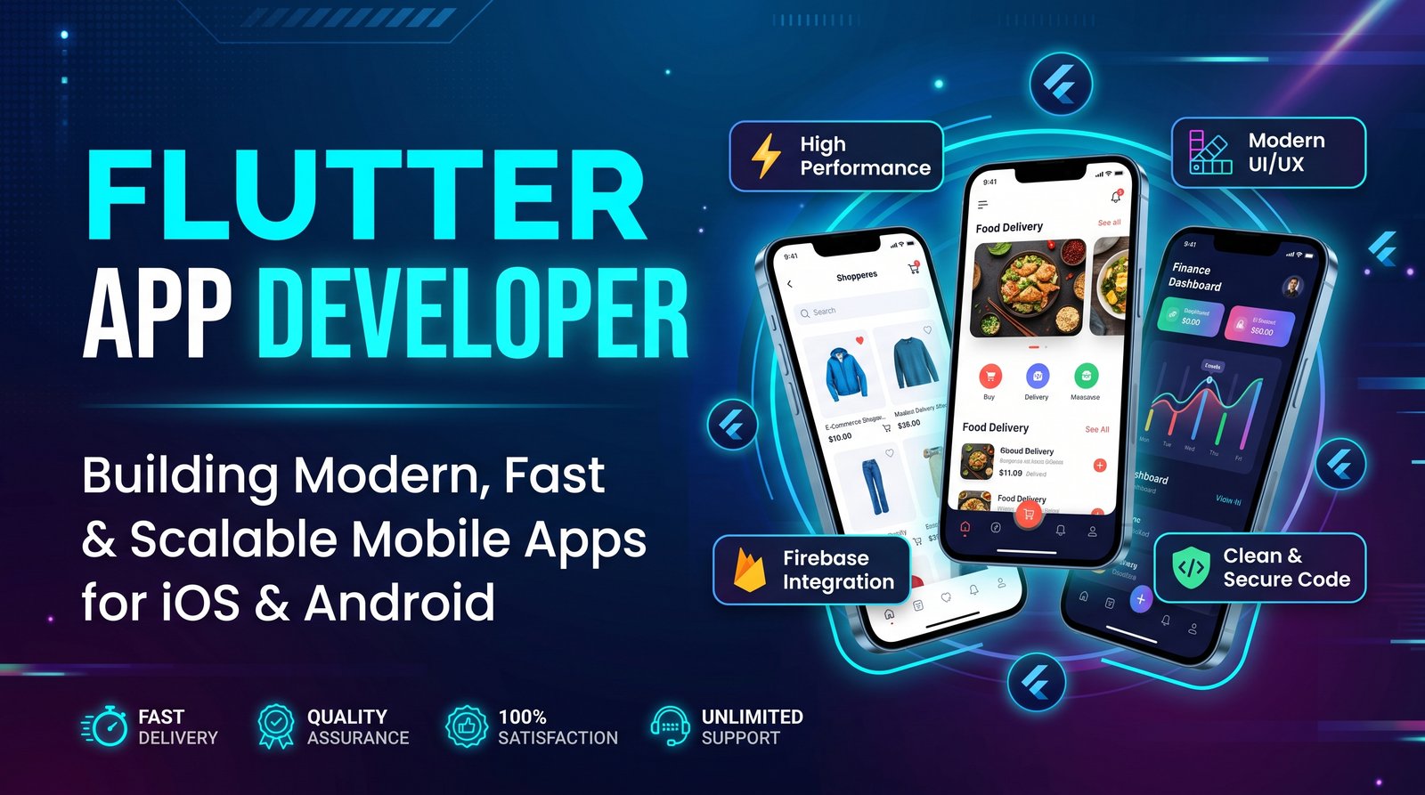 I will create a professional Mobile App using Flutter, Firebase, and REST API