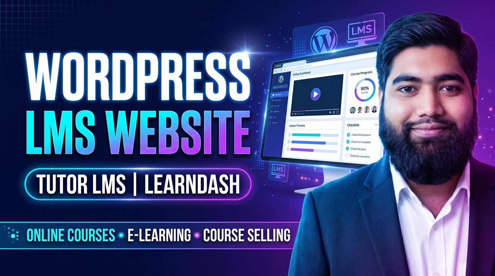 I will design professional wordpress website design with tutor lms pro integration