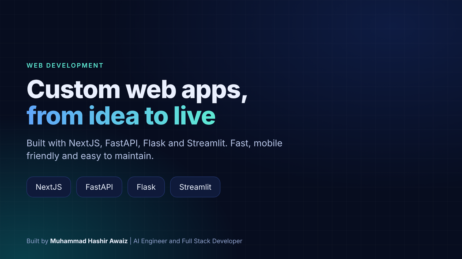 I will build a custom web app using NextJS FastAPI Flask or Streamlit