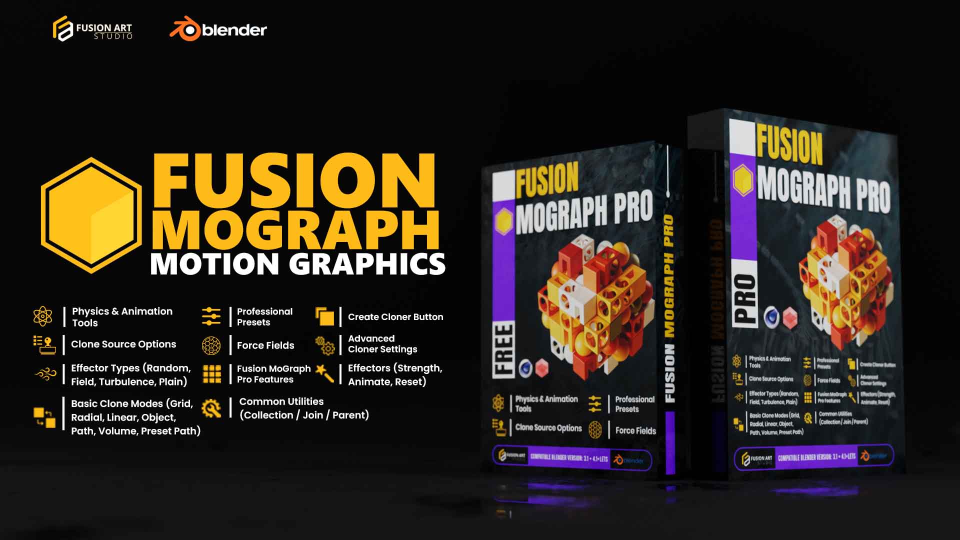 Fusion MoGraph Pro  for Blender – Advanced MoGraph Tools, Effectors & Cloners
